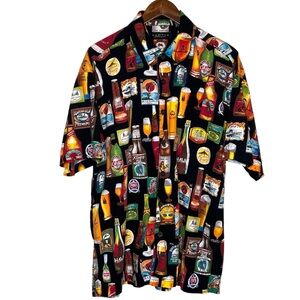 Cactus Black Label Black Short Sleeve Button Shirt Beer Graphic Mens Size XXL